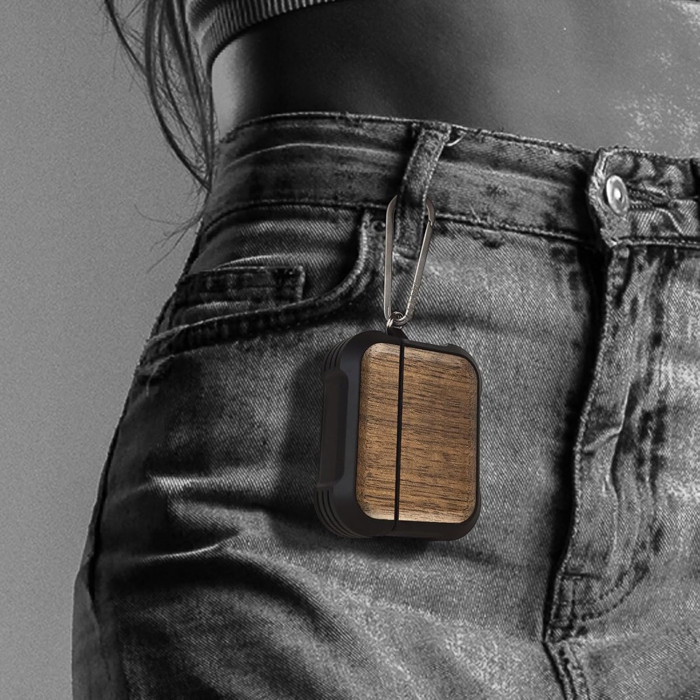 Carveit 2nd/1st Wooden Case for AirPods Pro Gen Case, Wood Artisan Engraved & TPU Shockproof Cover, Titanium Quick