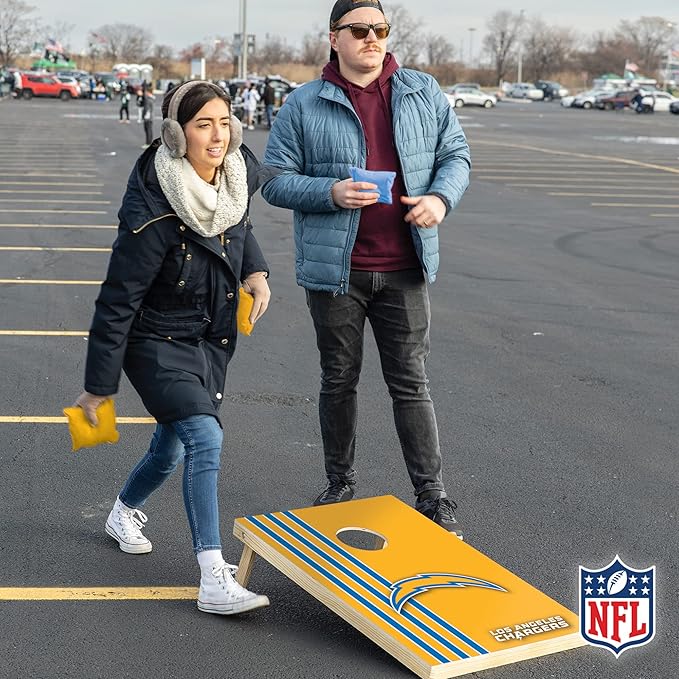 NFL 2' x 3' Solid Wood Cornhole Set with Direct Print HD Team Graphics – Great Gift for Any Football Fan! Bean Bag Toss Family Outdoor Games
