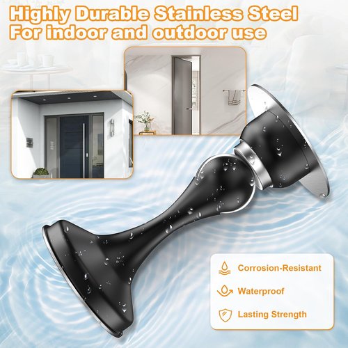 Crosize Magnetic Door Stoppers - Stainless Steel Wall-Mounted & Floor-Mount Metal Holders | 2 Pack, Black