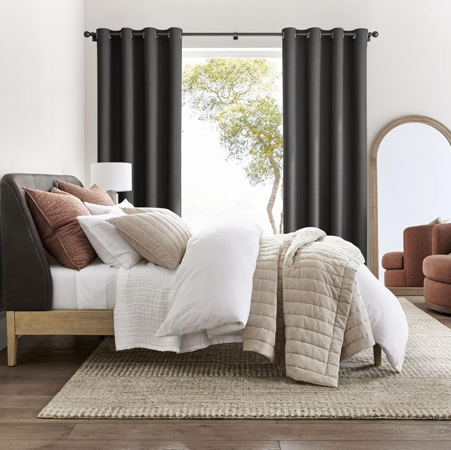 NICETOWN Room Darkening Curtains - Grey Drapery Panels, 2-Pack | W52 x L84 for Ultimate Light Control