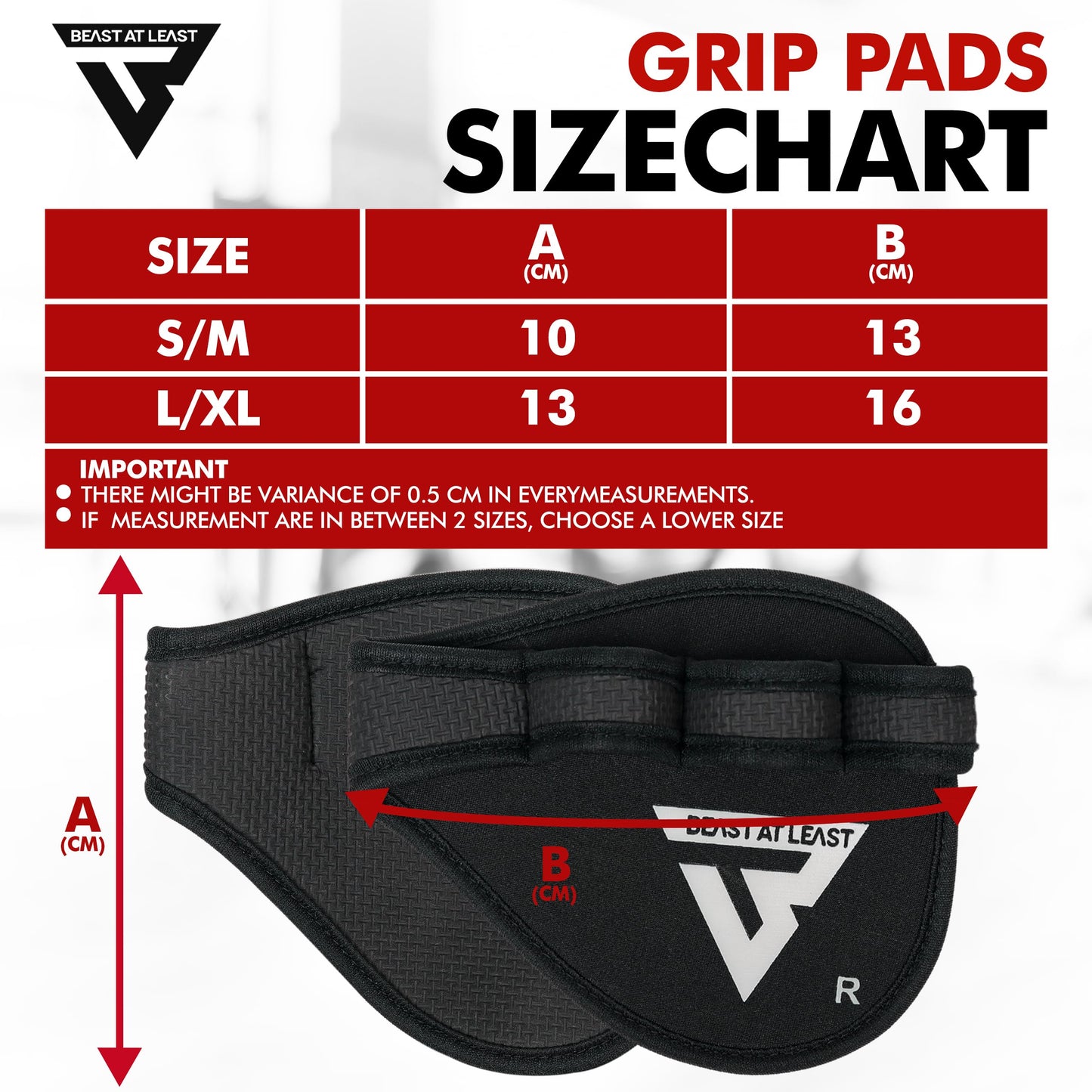 Beast AT Least Grip Pads for Weightlifting – Non-Slip Neoprene Hand Protectors for Men & Women – Enhanced Palm Protection & Comfort – Ideal for Gym Workouts, Crossfit & Pull-Ups (Black, S/M)