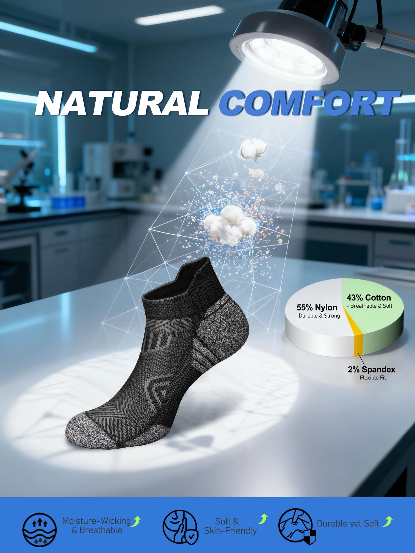 Sooverki Cushioned Cotton Ankle Compression Socks for Men Women 6 Pairs Wicking Low Cut Arch Support Plantar Fasciitis Socks Travel Runner Gifts
