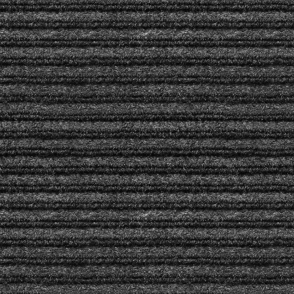 House, Home and More Indoor Outdoor Double-Ribbed Carpet Runner with Skid-Resistant Rubber Backing - Smokey Black - 3 Feet x 15 Feet
