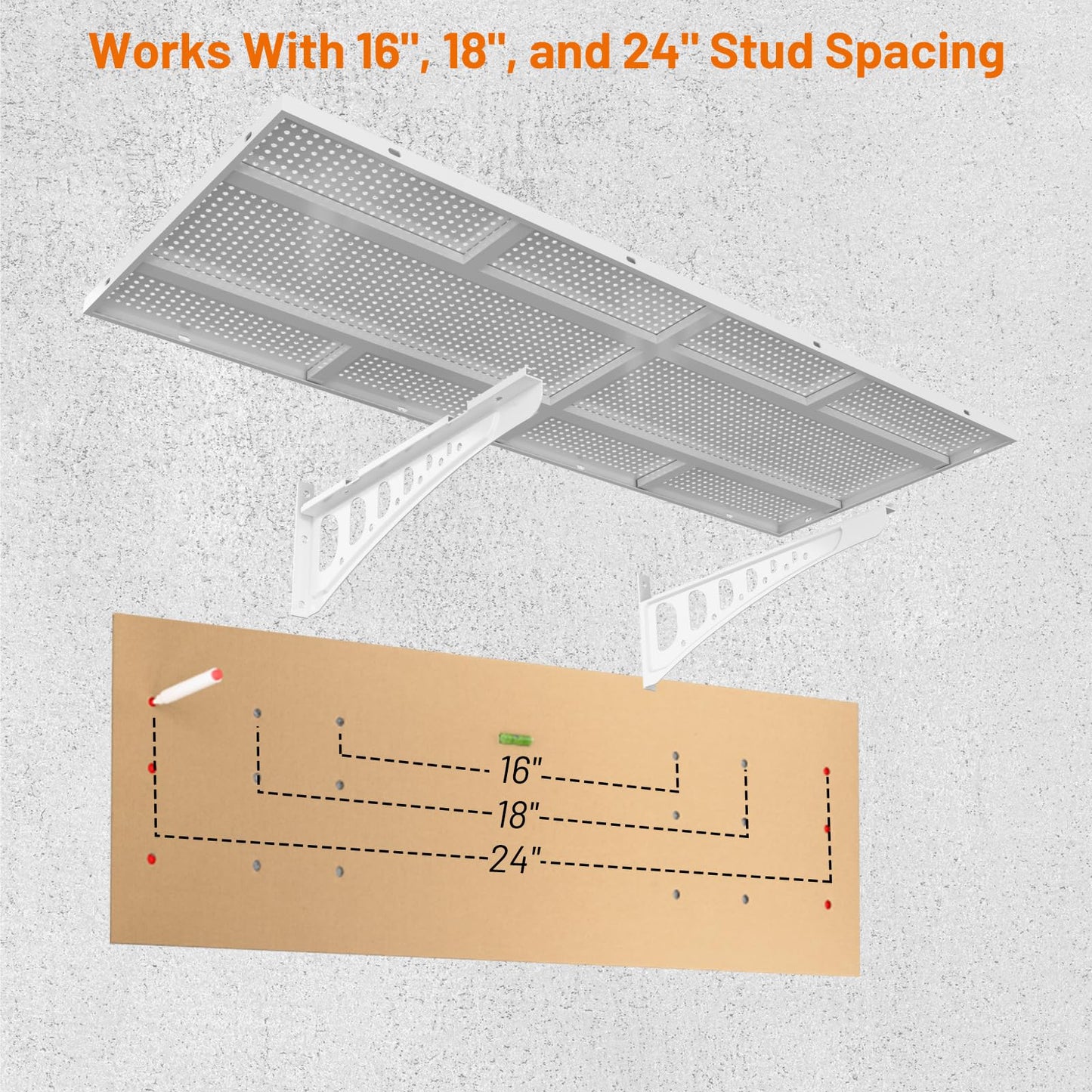 Cuguords 4-Pack 1.5x4ft Garage Wall Storage, 1000 Lbs Garage Wall Shelves, Ultimate Flat Metal Rack with Complete Install Kit, White
