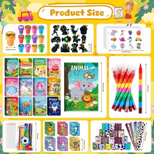 BenLouis Kids Party Favors Set - 96Pcs Mini Coloring Books, Crayons & Stickers for Birthday Goodie Bags