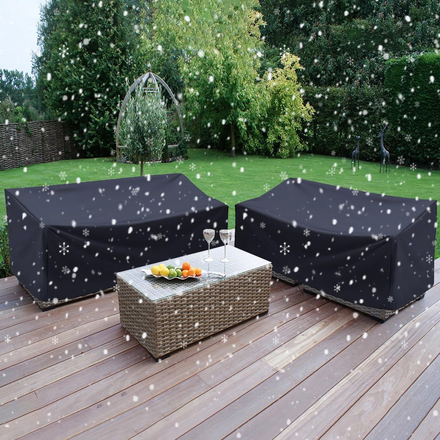Outdoor Bench Cover, 2 Seater Patio Bench Cover, Waterproof Heavy Duty Furniture Cover with Air Vents, Buckles and Drawcord, All Weather UV Dust Protection for Porch Deck Garden, 53 x 26 x 35 in