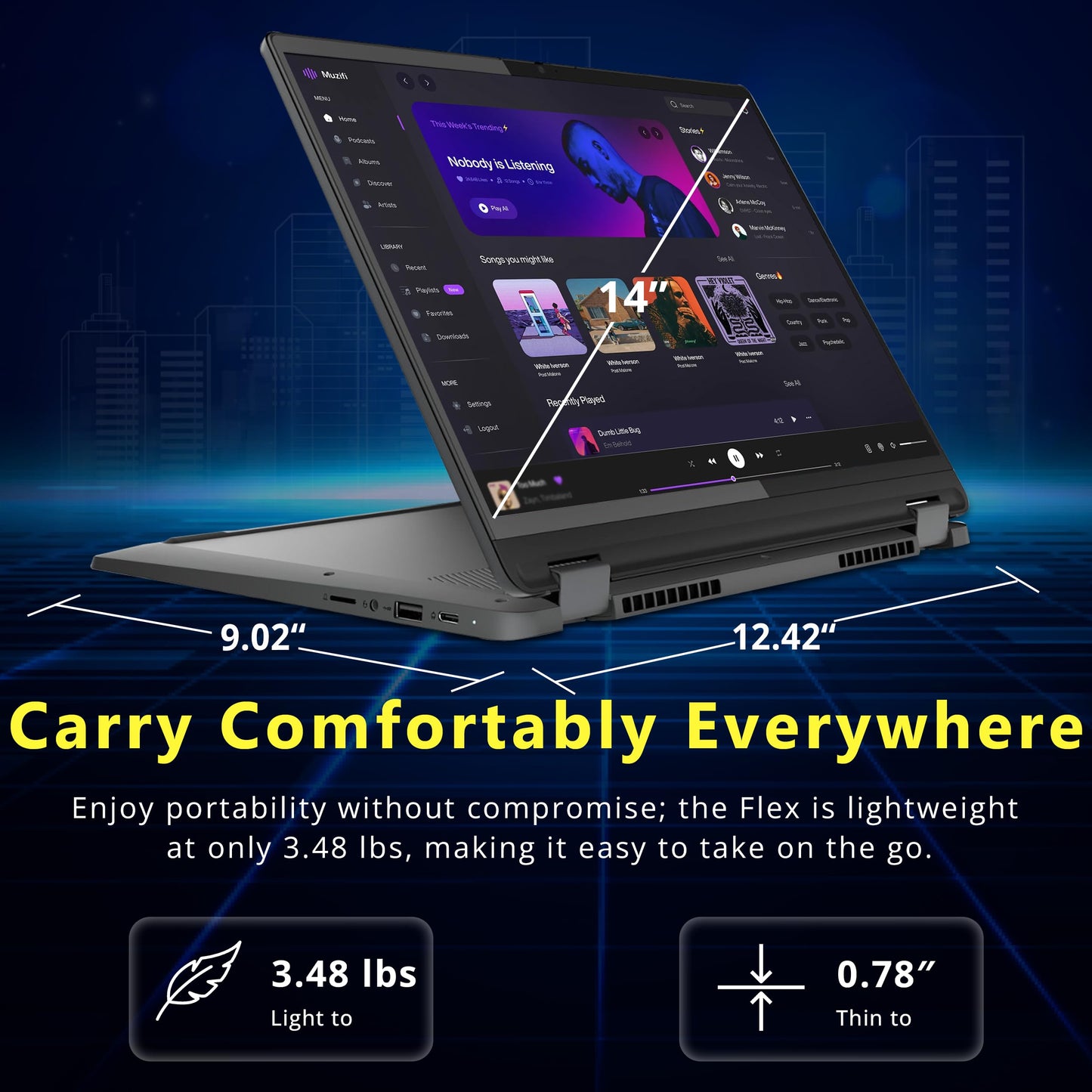 Lenovo Flex 5i Chromebook Plus 14" WUXGA Touchscreen 2-in-1 Laptop, Intel Core i5-1334U, 8GB LPDDR4x, 416GB Storage (256GB SSD&160GB Docking Station), Backlit Keyboard, FHD Camera, Chrome OS, Gray