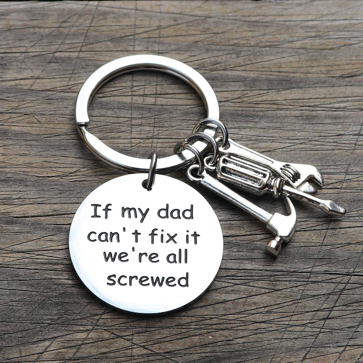 XGAKWD Dad Papa Funny Keychain Gift for Fathers Day, If My Dad Can't Fix It We're All Screwed, Christmas Birthday Key Chain for Father