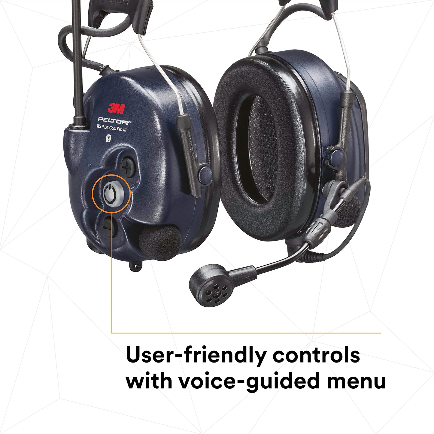 3M PELTOR WS LiteCom PRO III Headset, Headband, Professional Grade Durability, Wireless Two-Way Communication Radio, Bluetooth, Boom Microphone, Navy Blue, MT73H7A4D10N