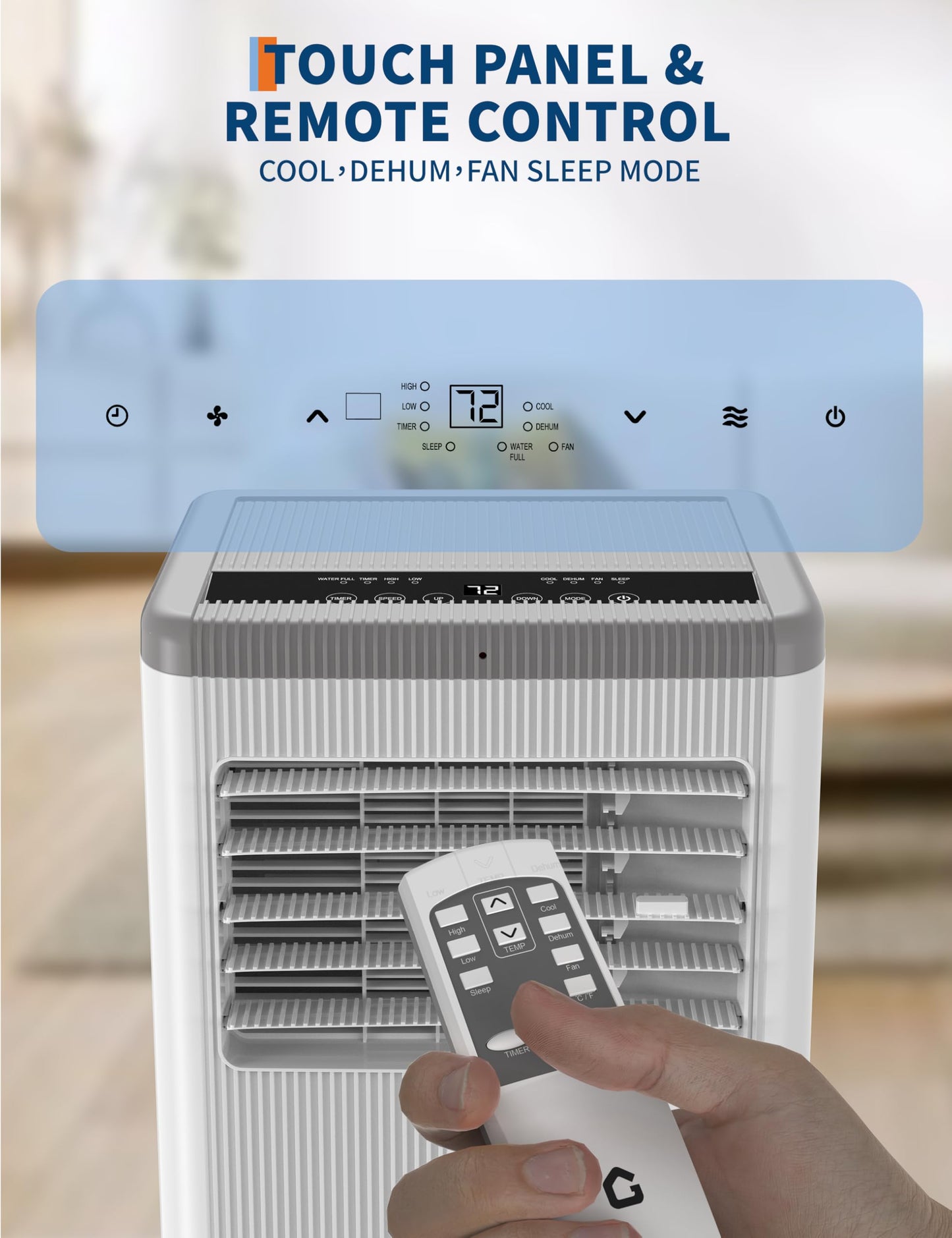 GarveeLife 8000 BTU Portable Air Conditioner for Rooms up to 350 Sq Ft, 3 in 1 Compact AC Unit with Cooling Dehumidifier Fan Modes, Remote Control and Window Kit, White