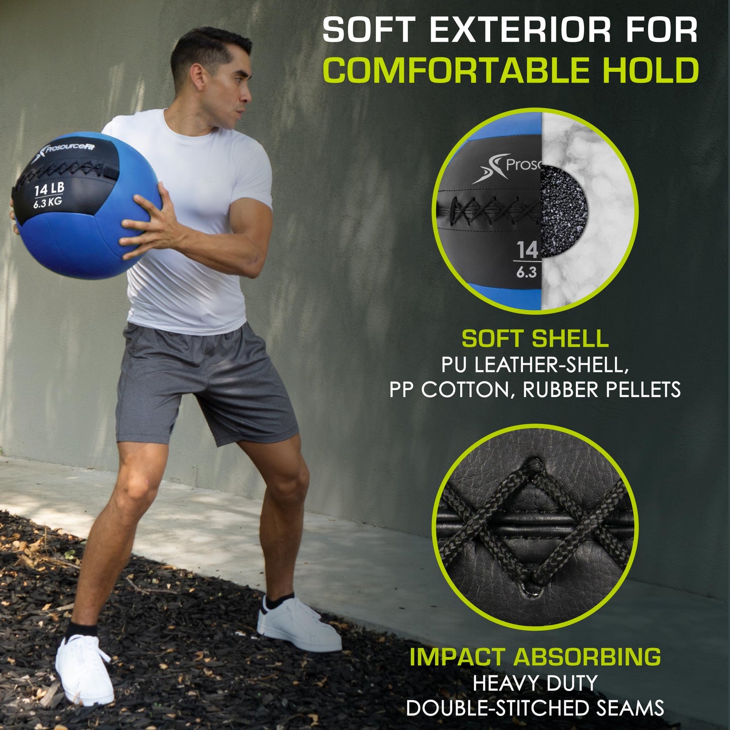 ProsourceFit Soft Medicine Balls, Wall Balls and Full Body Dynamic Exercises, Color-Coded Weights: 6, 10, 14, 20 lb.