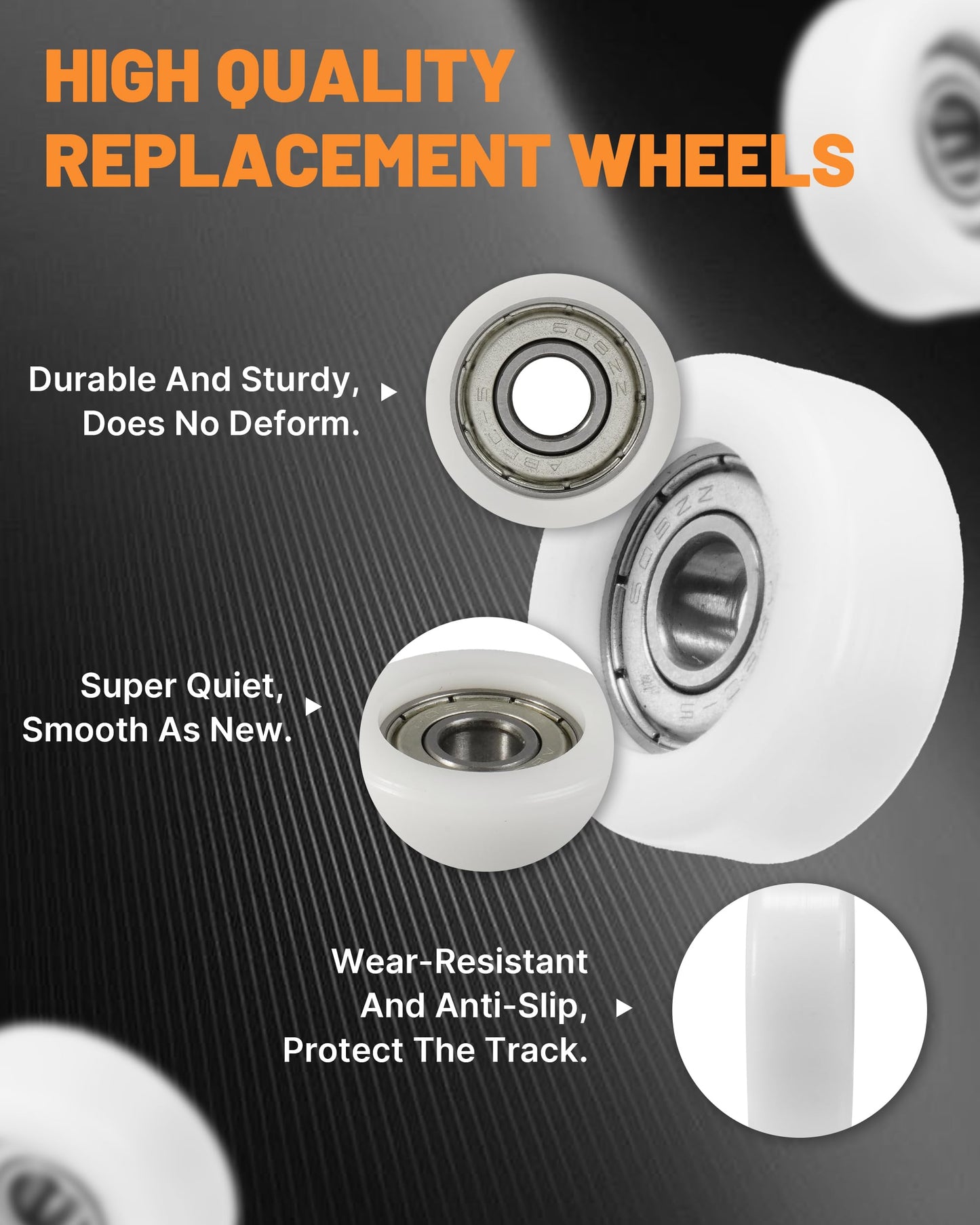 4Pcs Upgraded Roller Wheels for Aero Pilates Reformer, Smooth & Quiet, Wear-Resistant, Pilates Reformer Accessories, Replacement Parts for Aero Pilates Machine, White