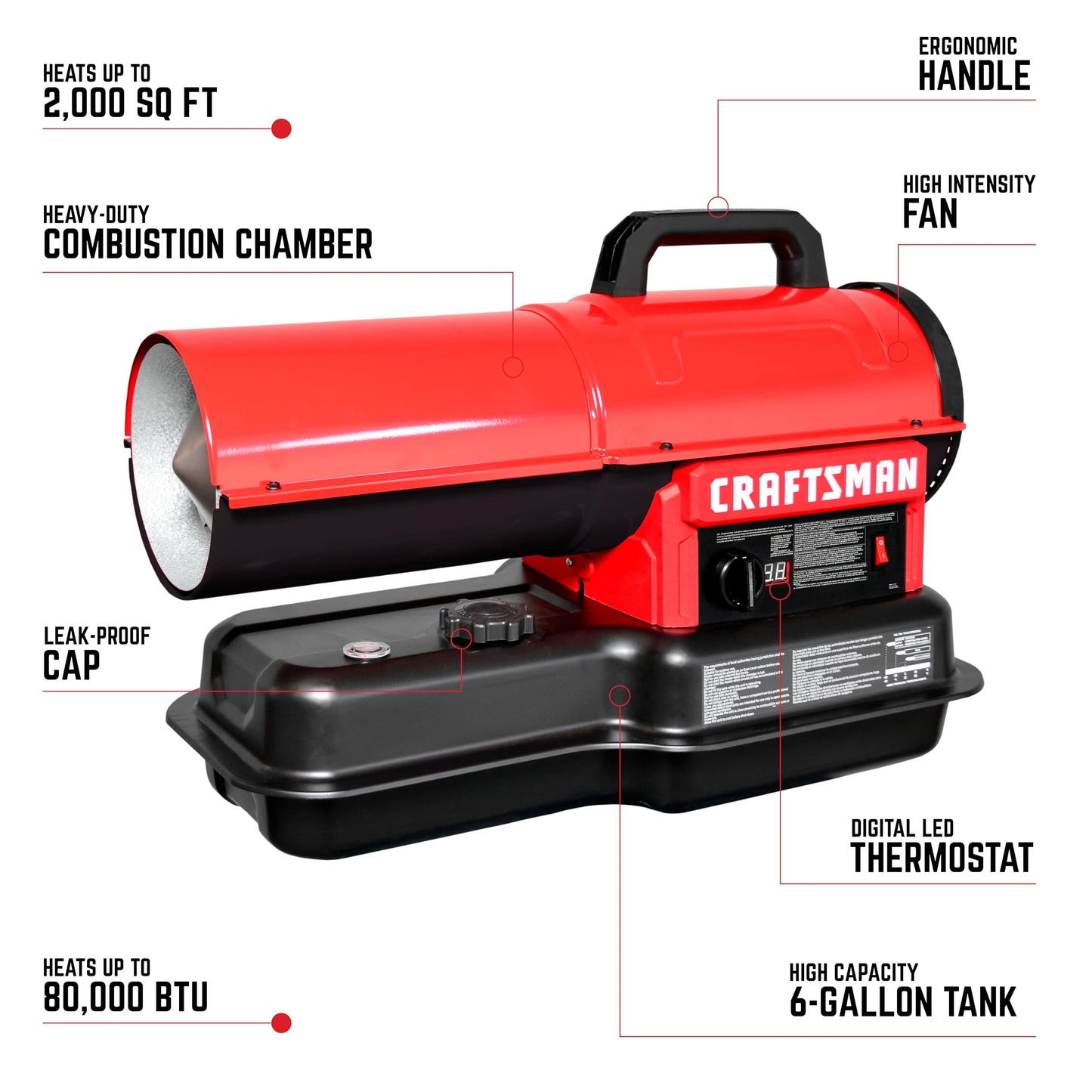 80,000 BTU Forced Air Kerosene/Diesel Heater