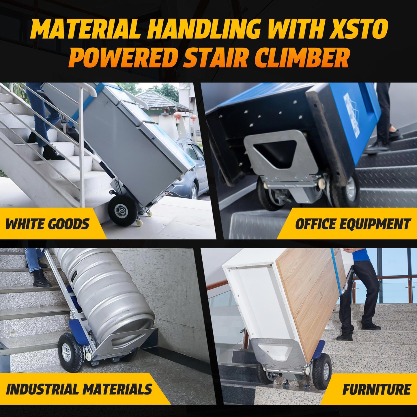 Electric Stair Climber 1200W Electric Stair Climbing Hand Truck 463LBs Load Capacity Powered Hand Trolley Stair Climbing Cart Electirc Dolly with Brake System - XSTO ZW7210GC