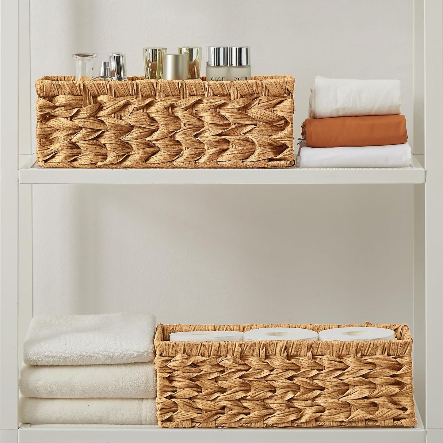 Vagusicc Wicker Storage Baskets - Stylish Organizing Baskets with Handles | 2-Pack for Home Decor