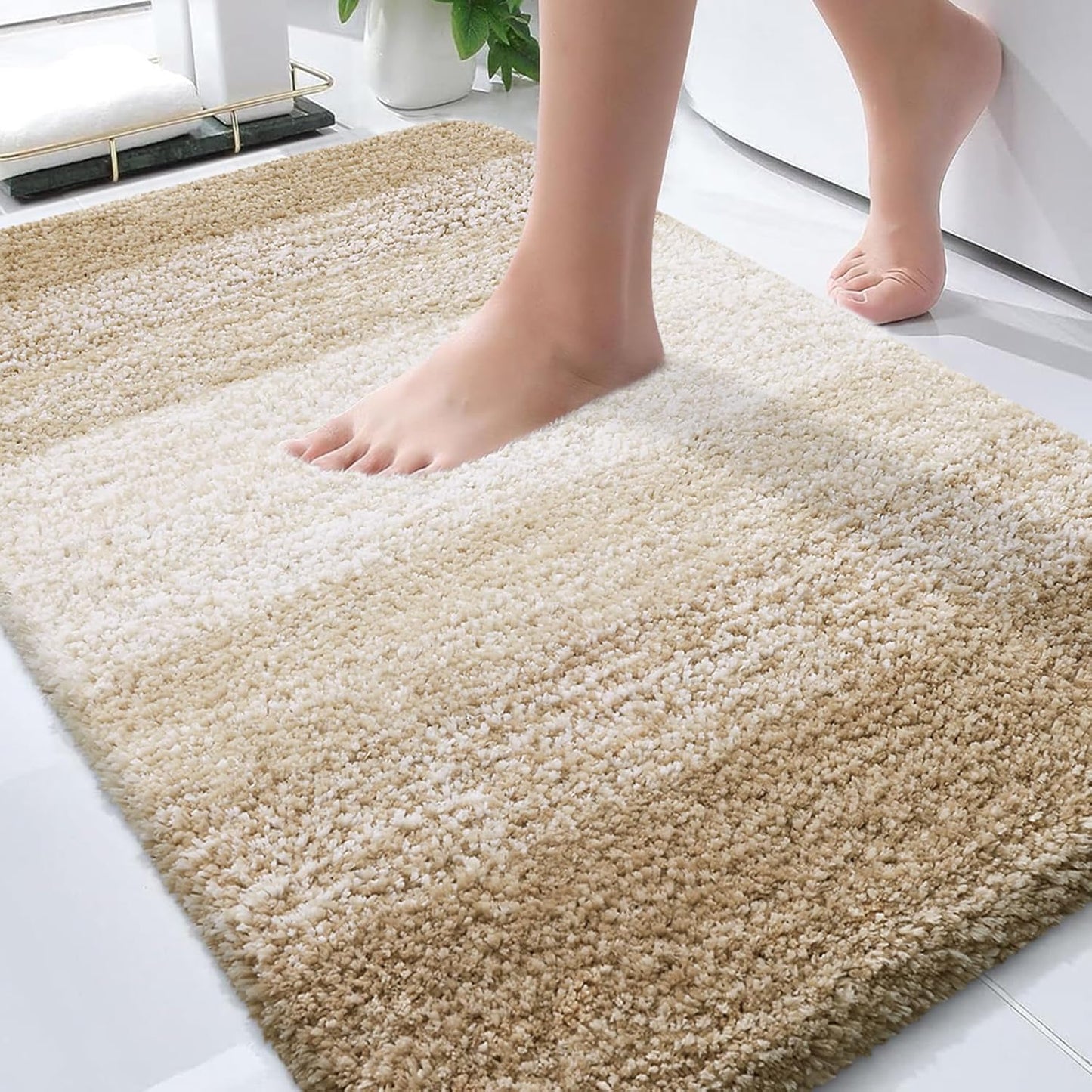 OLANLY Bathroom Rugs - Extra Soft Microfiber Mat | Quick Dry, Machine Washable, 36x24, Tan