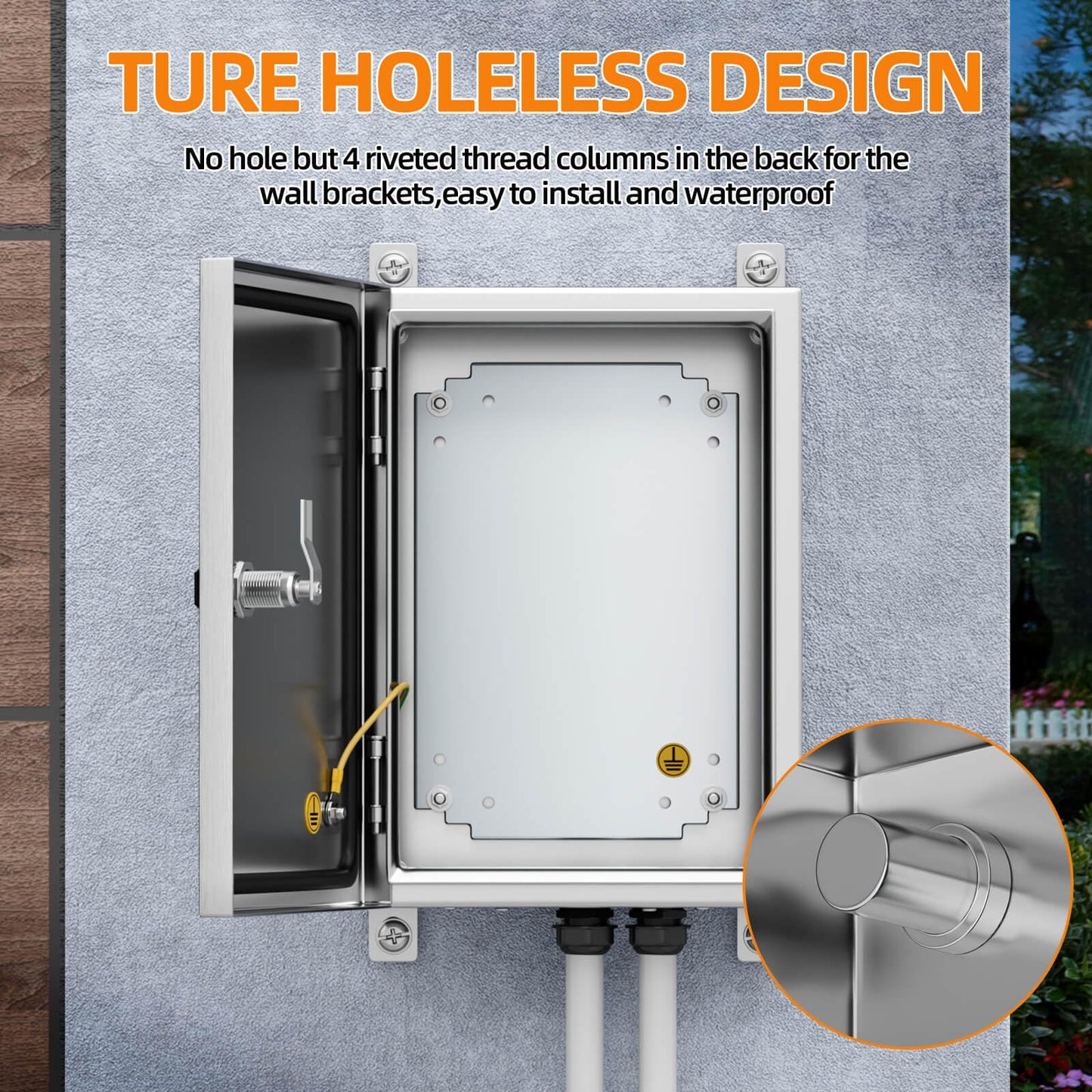 KWONONG Stainless Steel Enclosure, IP65 Waterproof Electrical Box for Indoor and Outdoor Projects, Includes Mounting Plate and Wall Bracket 350×250×150mm (14"×10"×6")