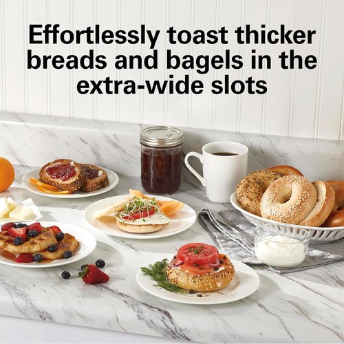 Hamilton Beach 2-Slice Toaster - Extra Wide Slots, Bagel & Defrost Settings, 7 Browning Levels, Black & Stainless Steel