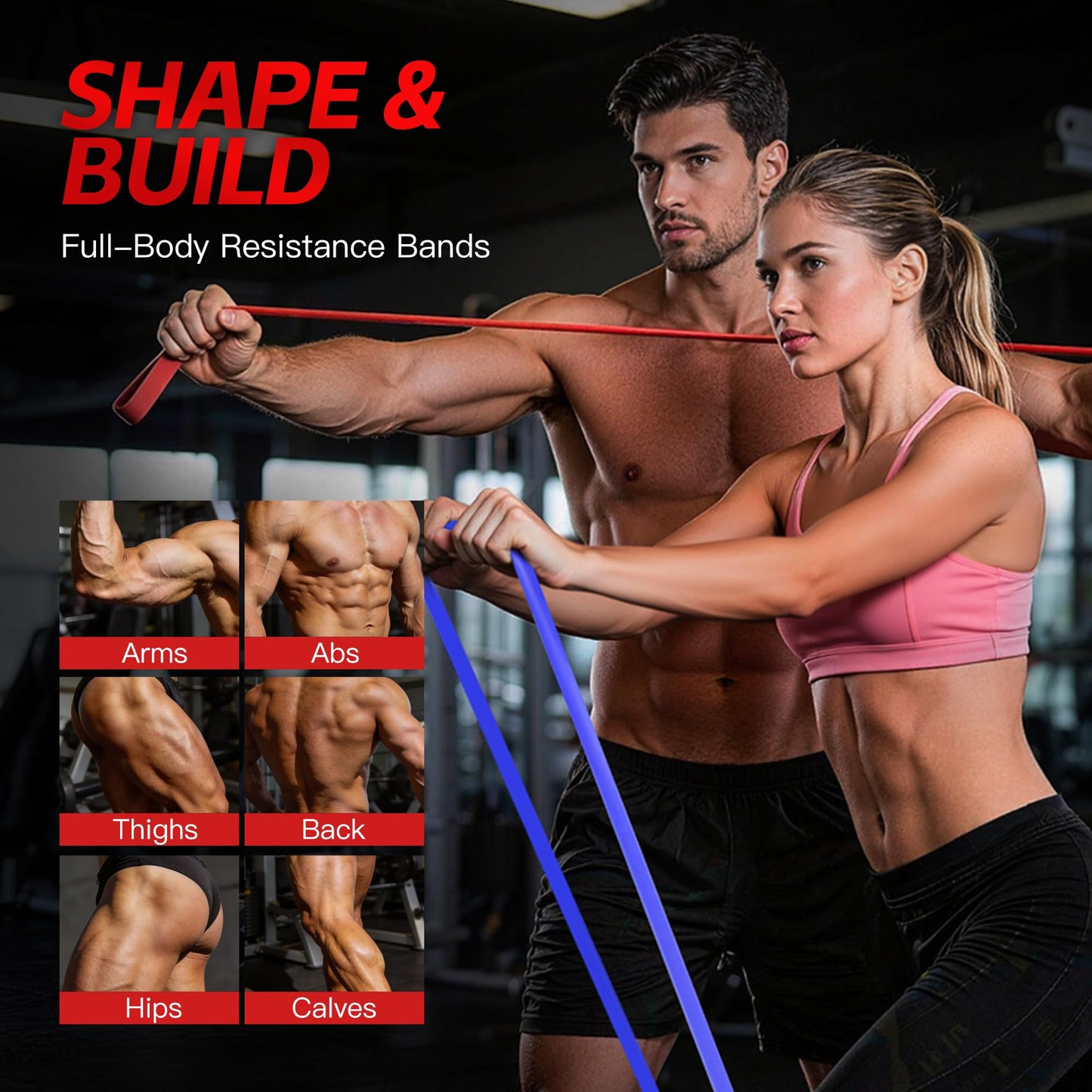 Pull Up Bands, Resistance Bands Set, Exercise Workout Bands for Men & Women, Ideal for Body Stretching, Physical Therapy and Muscle Training - Colorful