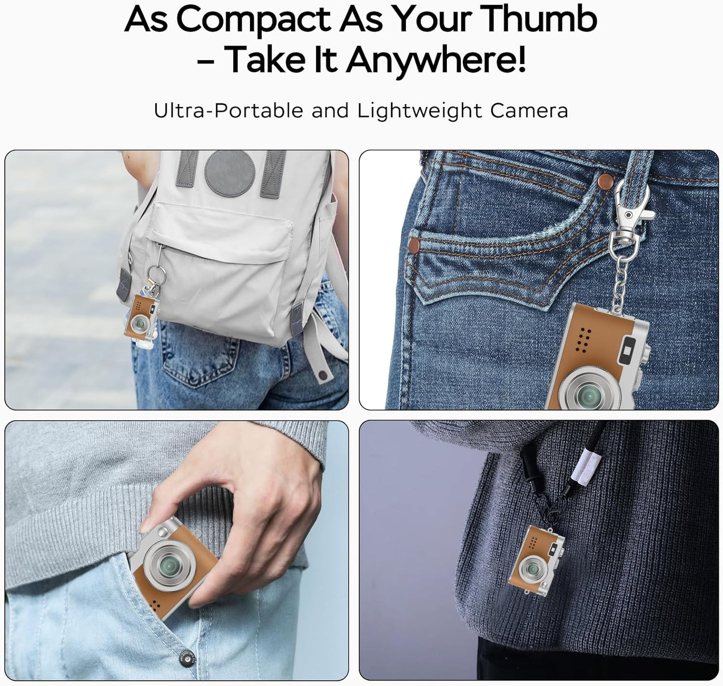 Dienspeak 1080P 12MP 32GB Mini Retro Camera with Video, Photos, Keychain Digital Camera, Ultra-Compact Tiny Camera