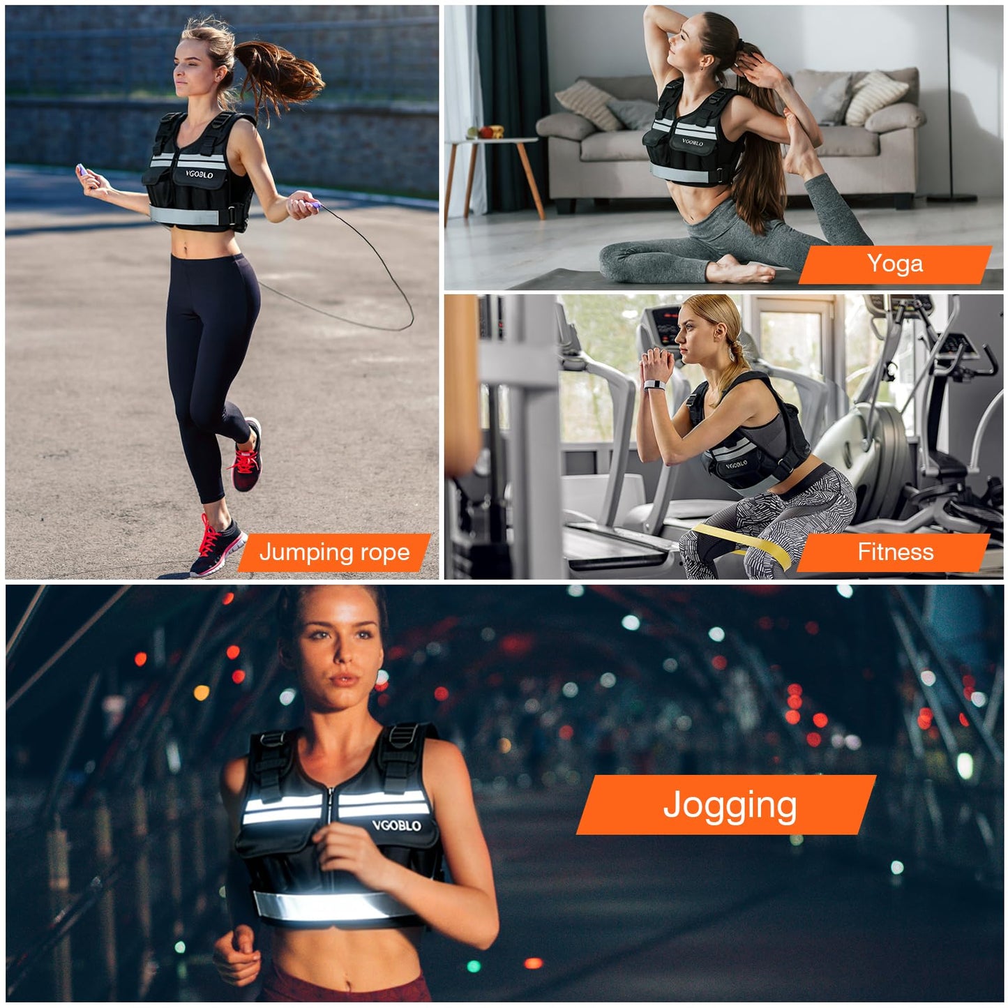 VGOBLO Adjustable Weighted Vest for Women Men, 2-18 lbs Strength Training Weight Vest with adjustable weights 12 Sandbags, Zipper Womens Weighted Vest Washable with Reflective for Walking Running Gym