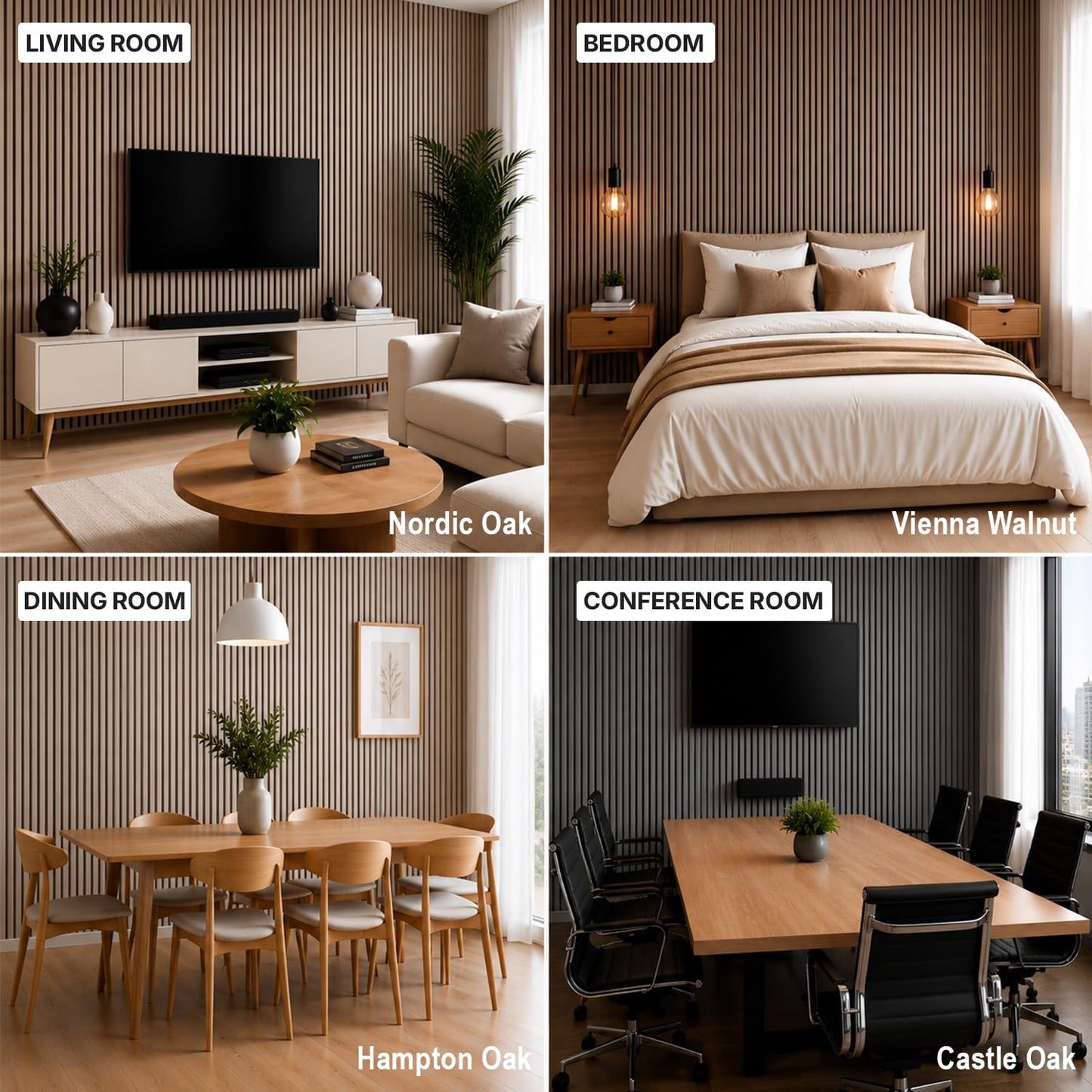HOLNURY 2-Piece Wood Slat Acoustic Panels - 94.5" x 20.5" - 3D Fluted Sound Absorbing Wall Panels with Wood Finish - Noise Reduction & Modern Design Nordic Oak
