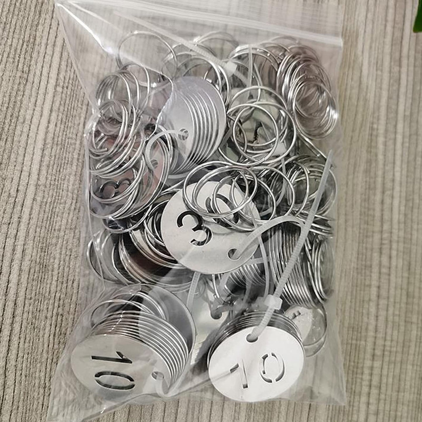 1-10 Round Stainless Steel Diameter 1.18" Numbered Tags Metal Key Tags ID Tags with Rings (1-10)