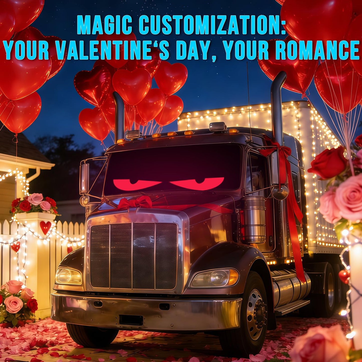 52.36"x7.56" Large Size Windshield Eyes-Devil Eye Light, 5V USB Animated LED Eyes with with Dual Bluetooth App & Remote Control - Programmable LED Sign for Semi Trucks/SUVs