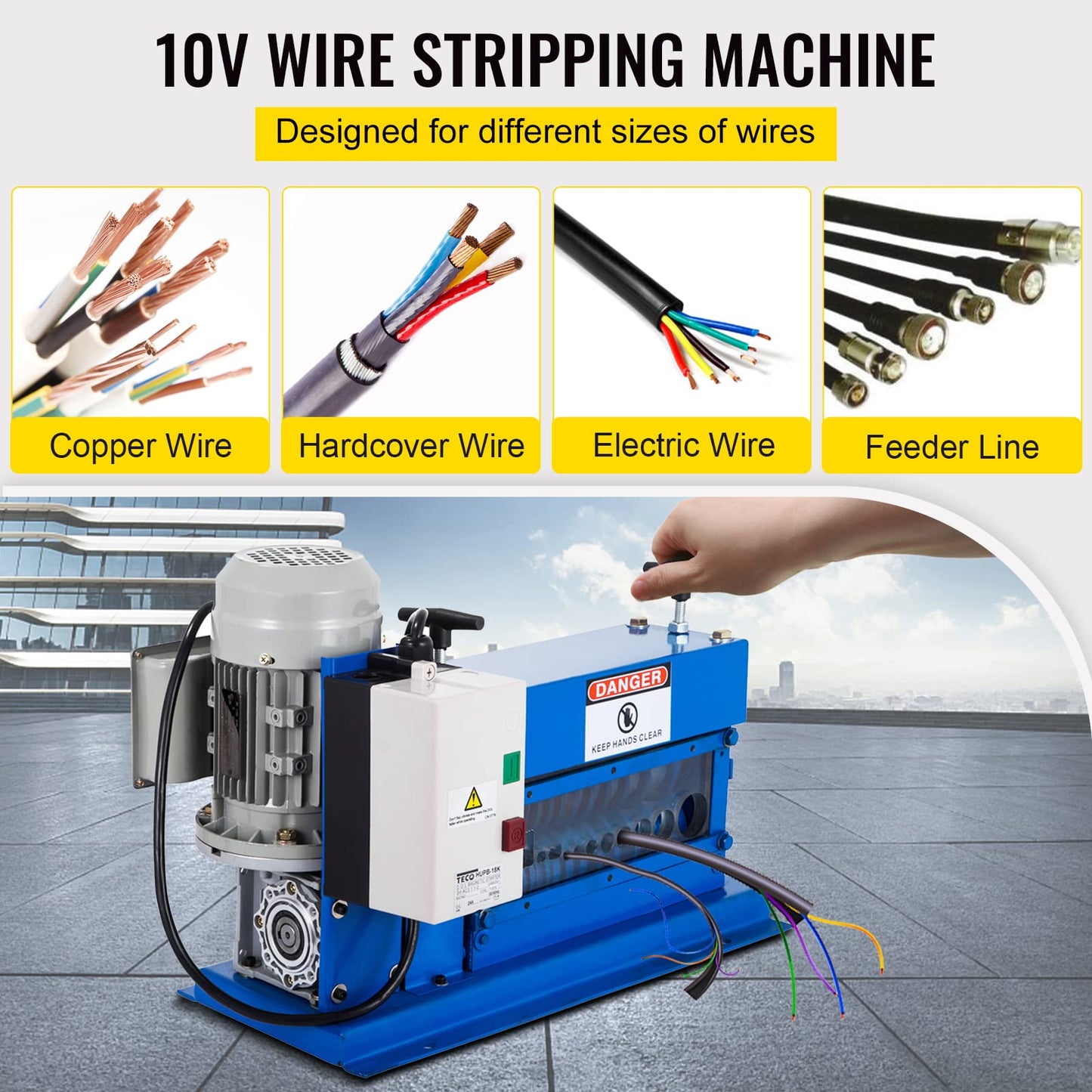 VEVOR Portable Wire Stripper, 0.06-1.5 in, Electric Wire Stripping Machine with 11 Channels, 10 Blades, Wire Stripping Machine, Speeds Up to 75 ft/min, Adjustable Screw, for Efficient Copper Recycling