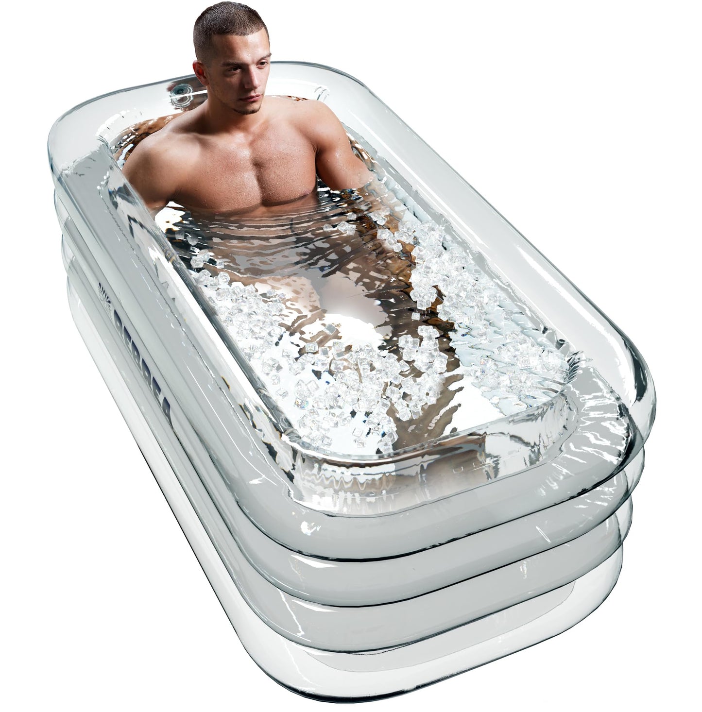 Rebrea Inflatable Ice Bath Tub -XL Clear See Through - Ice Plunge Tub for Cold Water Therapy - Portable Cold Plunge Tub - Indoor & Outdoor - Inflatable Tub for Adults - Ice Tub for Athletes - Cold Tub