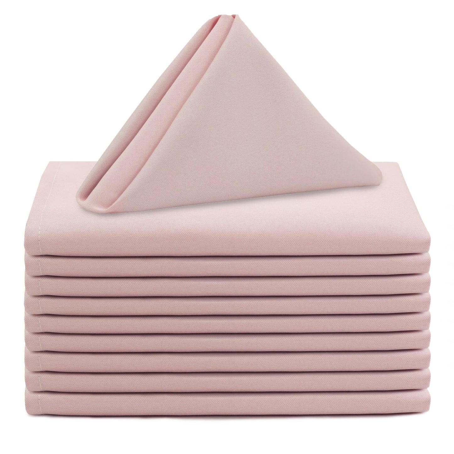 Your Chair Covers - 10 Pack 20 Inch Blush Cloth Polyester Napkins – Washable Dinner Fabric Napkins with Hemmed Edges for Weddings, Restaurants & Special Events