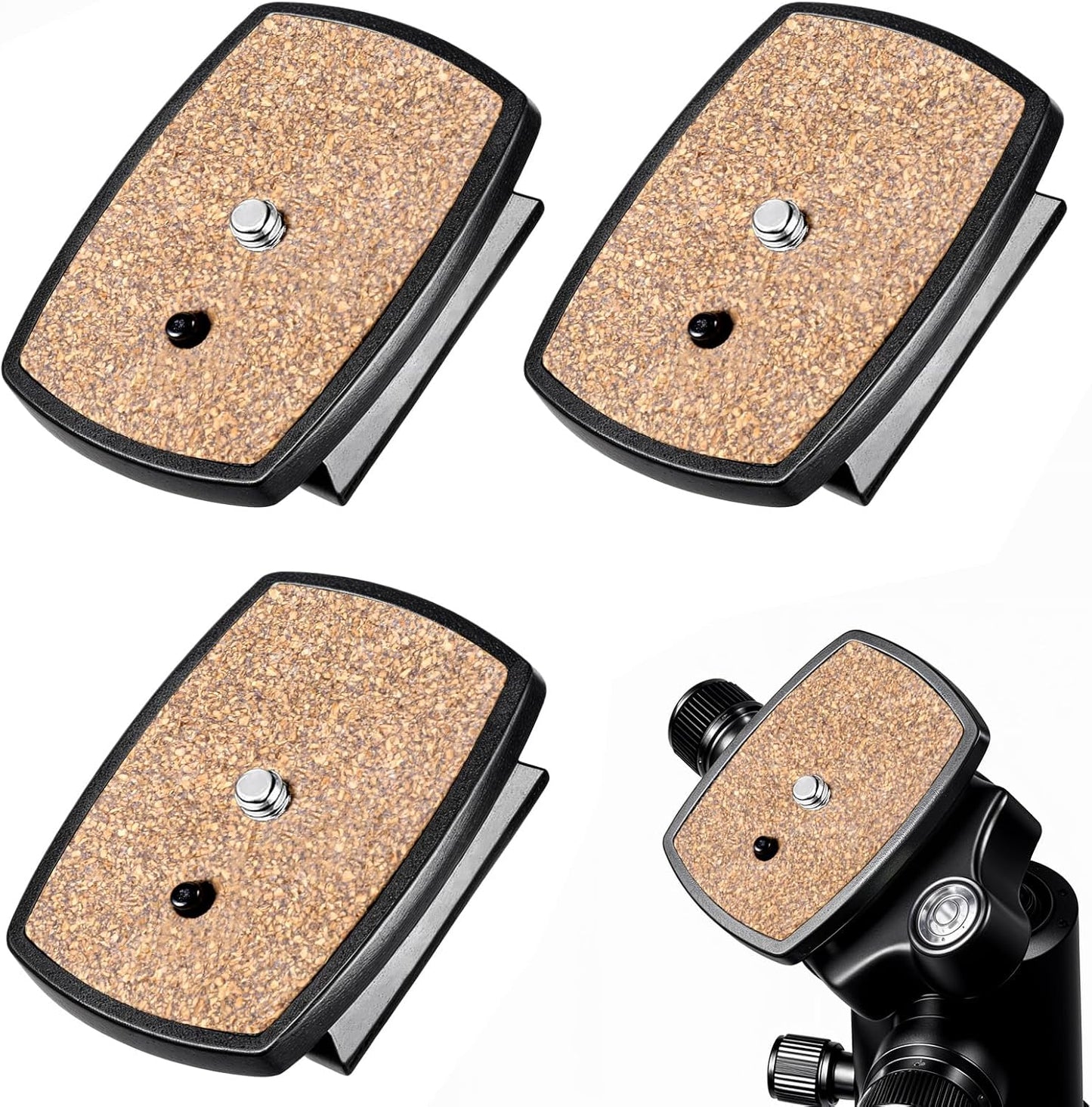 Josojoou 3PCS 43x43mm Universal Tripod Quick Release Plate, Wood Camera Tripod Mount Adapter with Screws, Camera