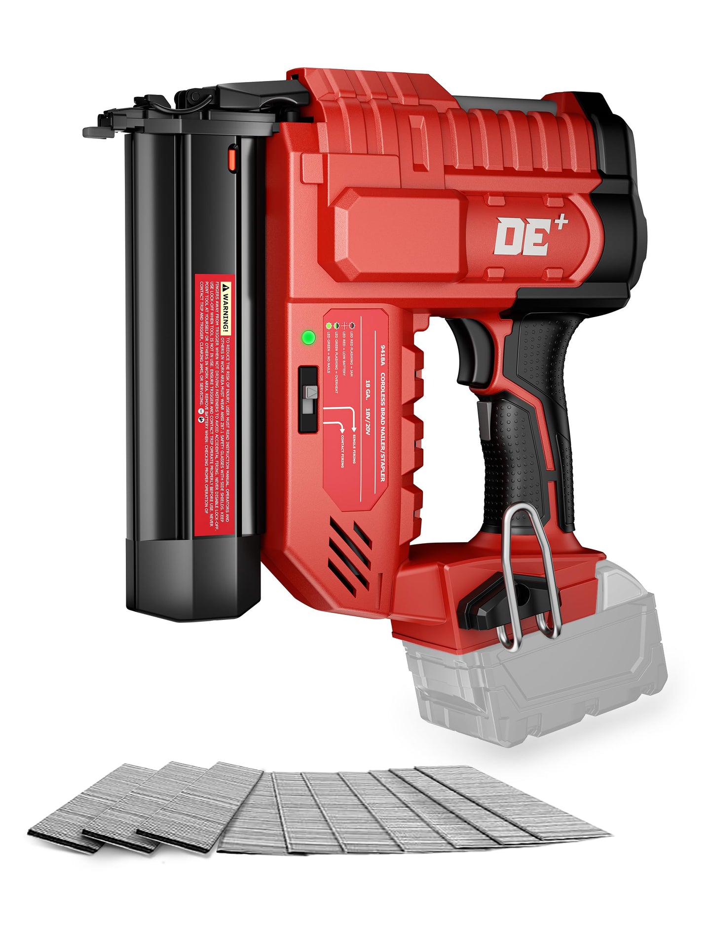 DeForce 18GA Cordless Brad Nailer, 2" Nail Gun for Milwaukee 18V Battery(No Battery), 2 in 1 Electric Stapler, Tool-Free Jam Release, 2 Firing Mode, Adjustable Depth, 1000pcs Nail for Woodworking