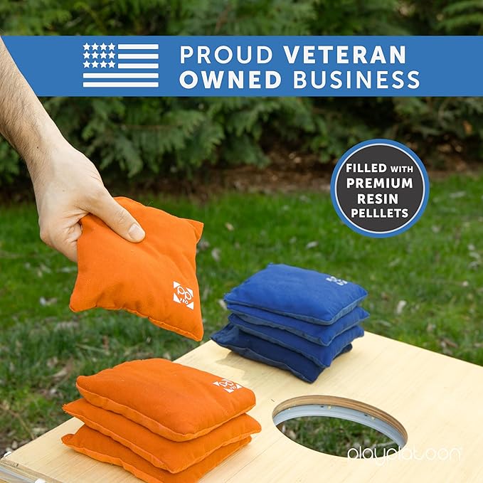 Professional Cornhole Bags - Set of 8 Regulation All Weather Double Sided - Sticky Side/Slick Side Bean Bags for Pro Corn Hole Game