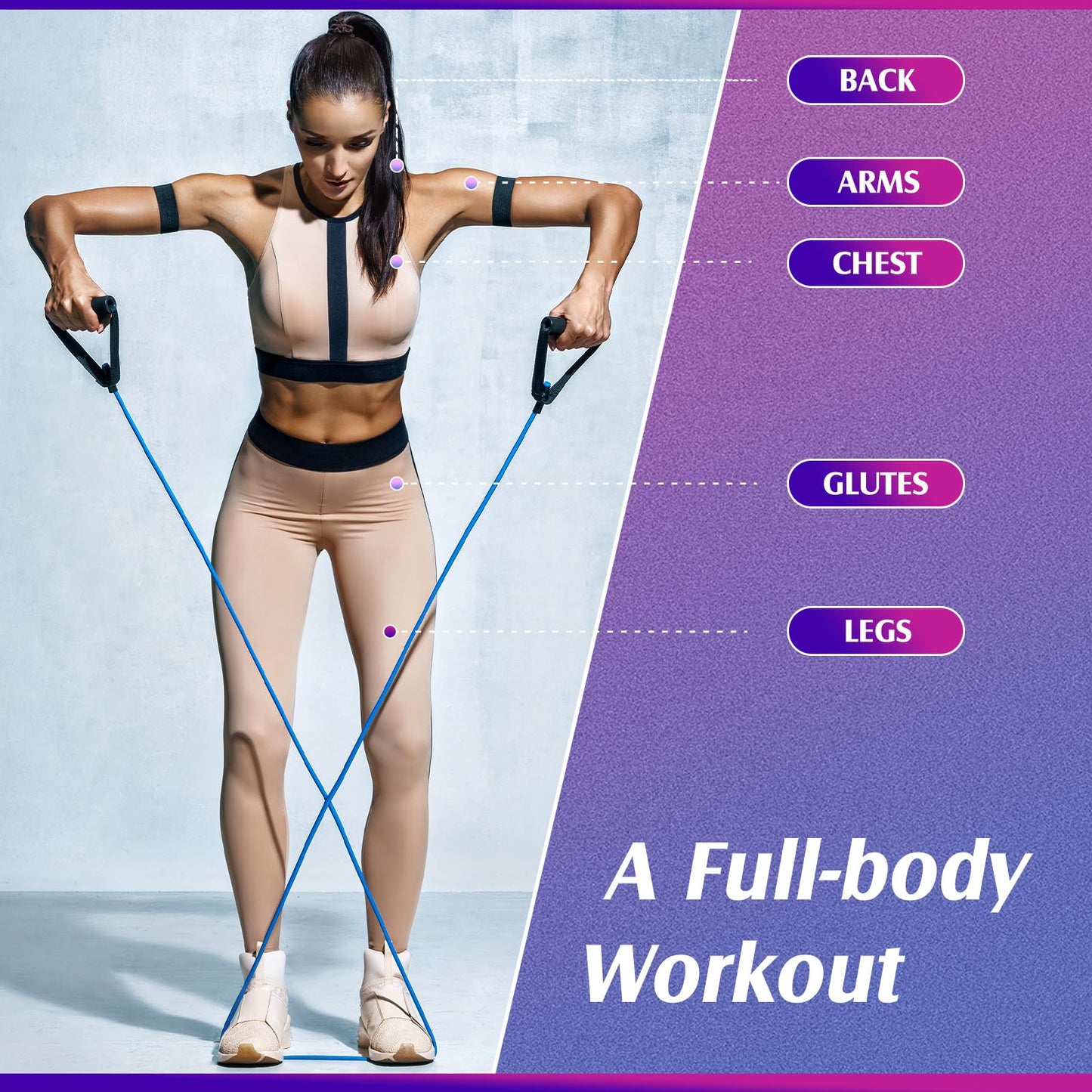 Shappy 10 Pcs Resistance Bands with Handles Exercise Stretch Bands for Exercise Woman Man Training Physical Therapy Workouts Fitness(Multicolor,5 to 50 Pounds)