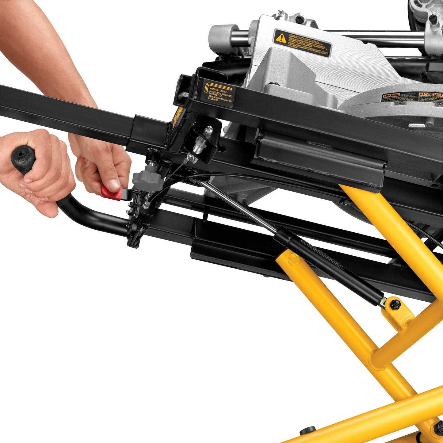 DEWALT Miter Saw Stand With Wheels, 32-1/2 in. x 60 in Foldable Rollling Stand, Adjustable Height, Durable Steel, 8 ft. Material Support, Universal Mounting Rails (DWX726)