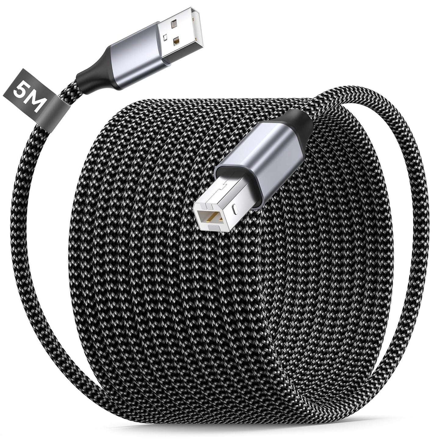 BLITEZZ 16ft, USB Printer Cable High Speed HP Printer Cable USB A to USB B Printer Cord, Universal Nylon Long printer