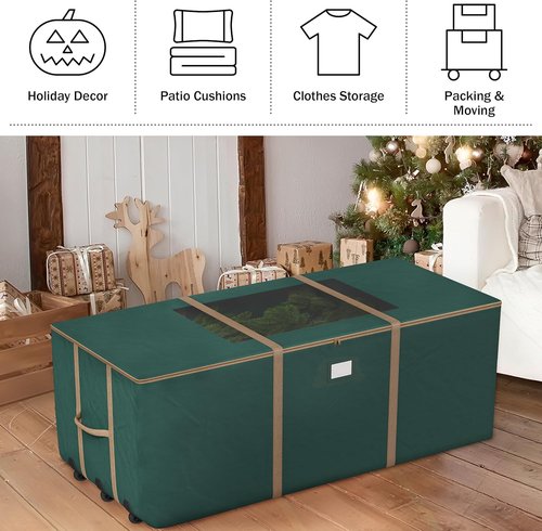 Elf Stor Rolling Storage Bag - 12FT Durable Bag with Handles & Wheels for Cushions, Clothes & More | Green
