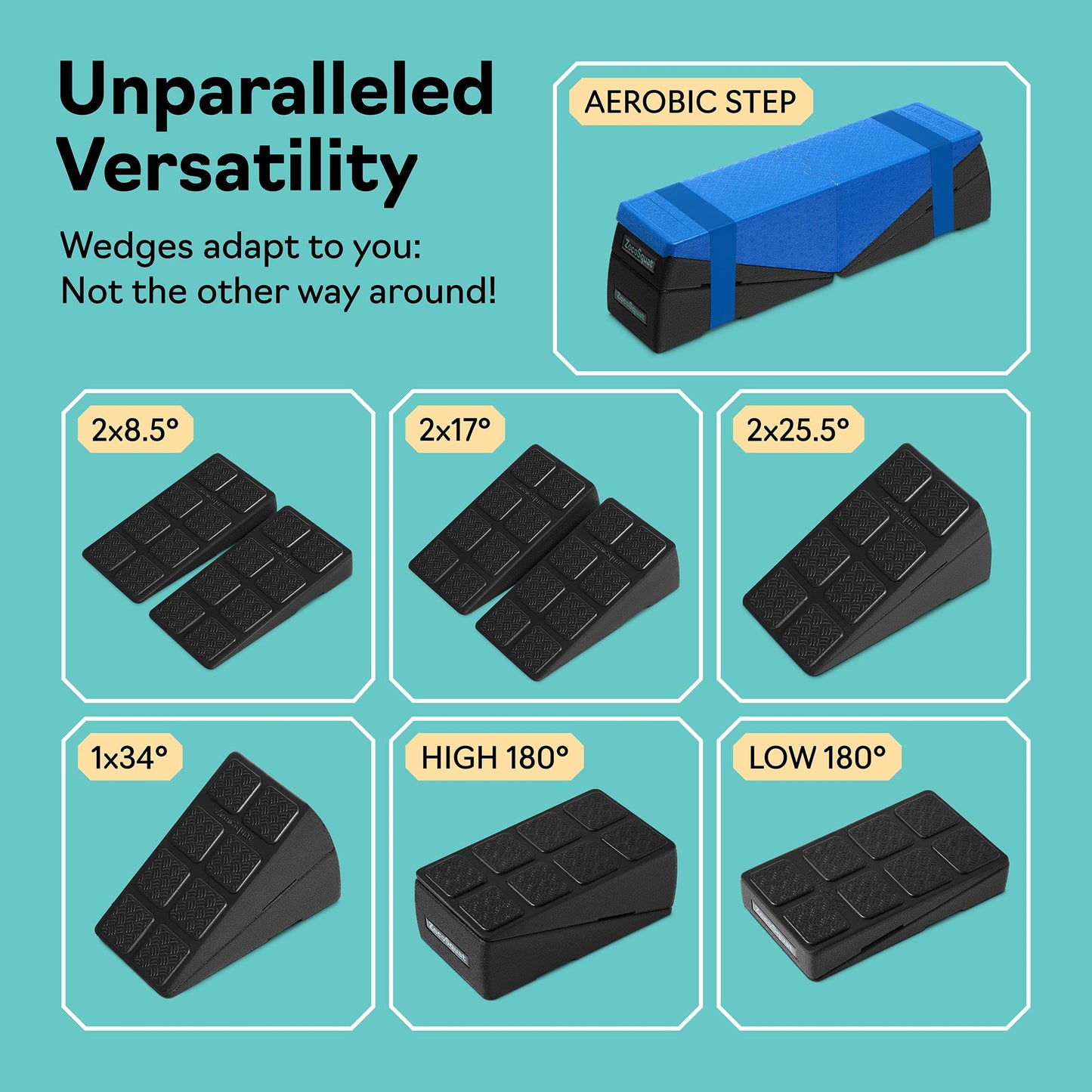Squat Wedge Block Set of 3/5 - 960 LBS Capacity - Slant Board for Calf Stretching with 5 Stackable Angles - Calf Stretcher Slant Board - Workout Equipment - EPP Material for Exercise Equipment & Physical Therapy