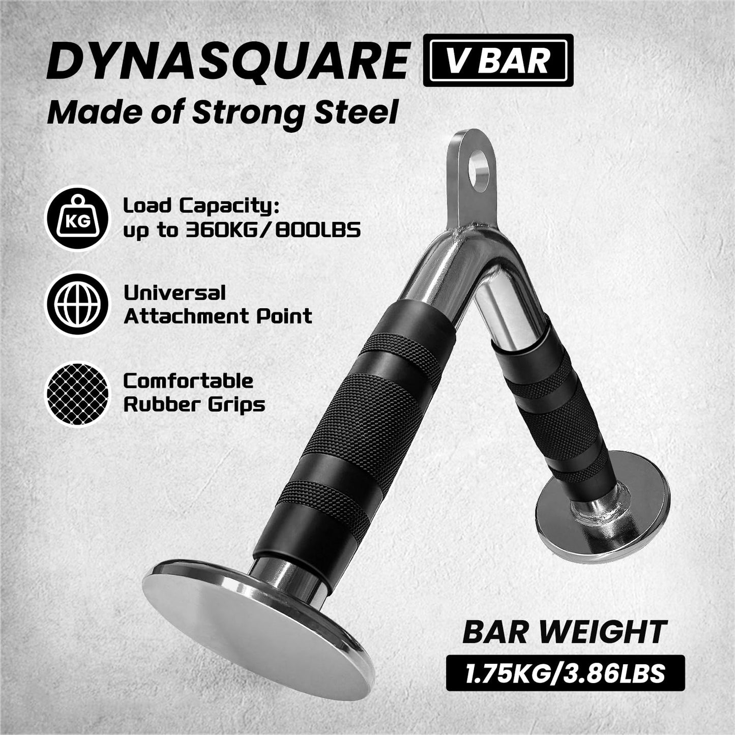 DYNASQUARE Tricep Press Down Cable Machine Attachment, Body Building, LAT Pulldown Attachments, Home Gym Accessories, Double D Handle, V Bar, Tricep Rope, Pull Down Bar