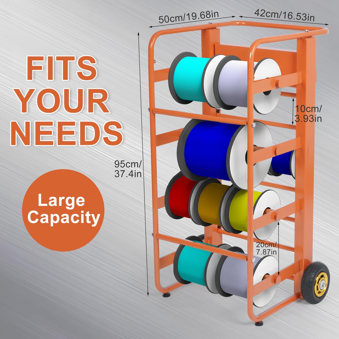 Wire Spool Rack Cable Caddy,Portable Wire Rack Dispenser with Wheel,Automotive Wiring Storage, Multi-Spool Wire/Cable Dispenser for Electrical Industrial & Retail Use