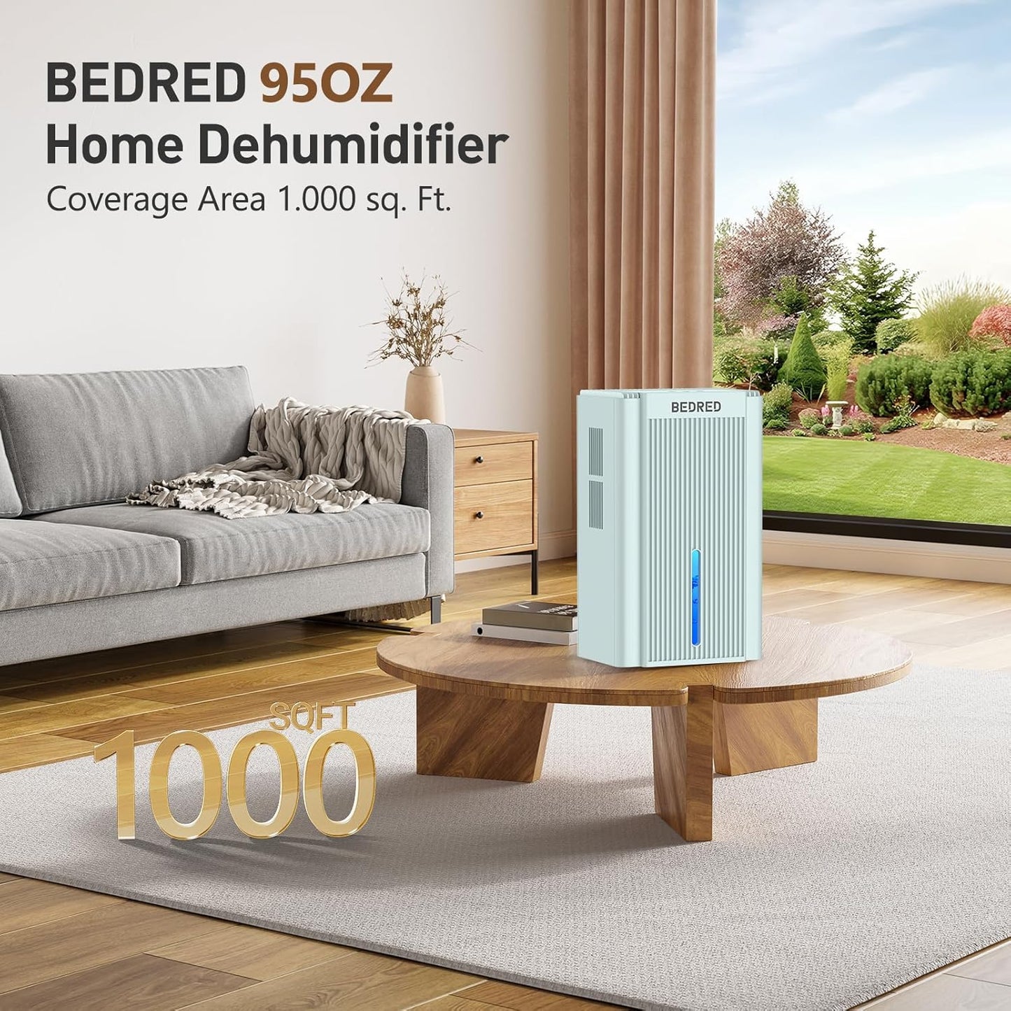 Skiennix 95OZ Dehumidifier for Home - Quiet Operation with Auto Shut Off & 7 Color Ambient Light | Ideal for 1000 Sq.Ft Spaces (Pale Turquoise)