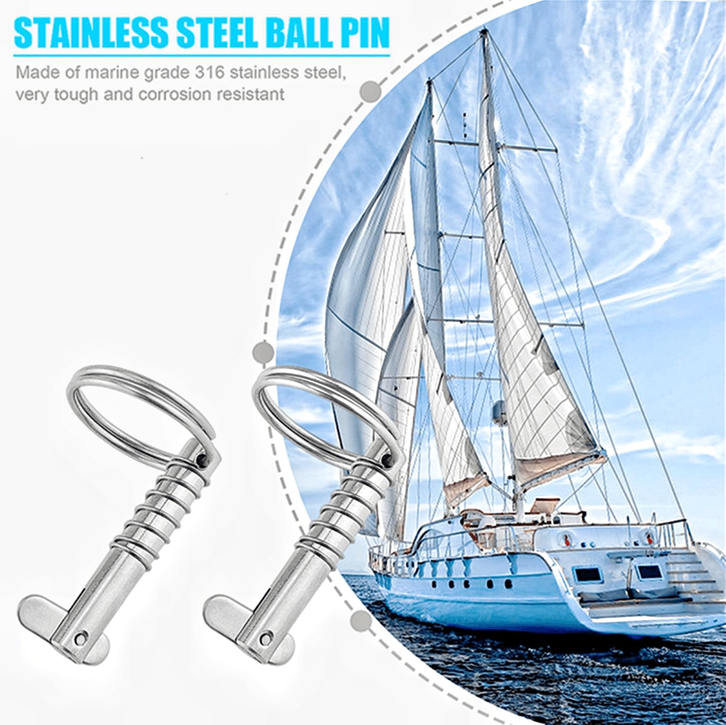 4 Pack Quick Release Pin 5/16" Diameter,Usable Length: 1-3/5(41mm) w/Drop Cam & Spring ,Full 316 Stainless Steel, Bimini Top Pin Marine Hardware, Free Installation Screws