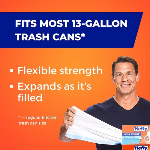 Hefty Ultra Strong 13 Gallon Trash Bags - Drawstring Closure & Odor Control | Citrus Twist Scent, 80 Count