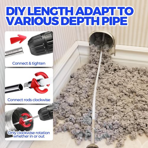 Holikme Dryer Vent Cleaner Kit - 50 Feet Flexible Lint Brush with Drill Attachment for Efficient Cleaning