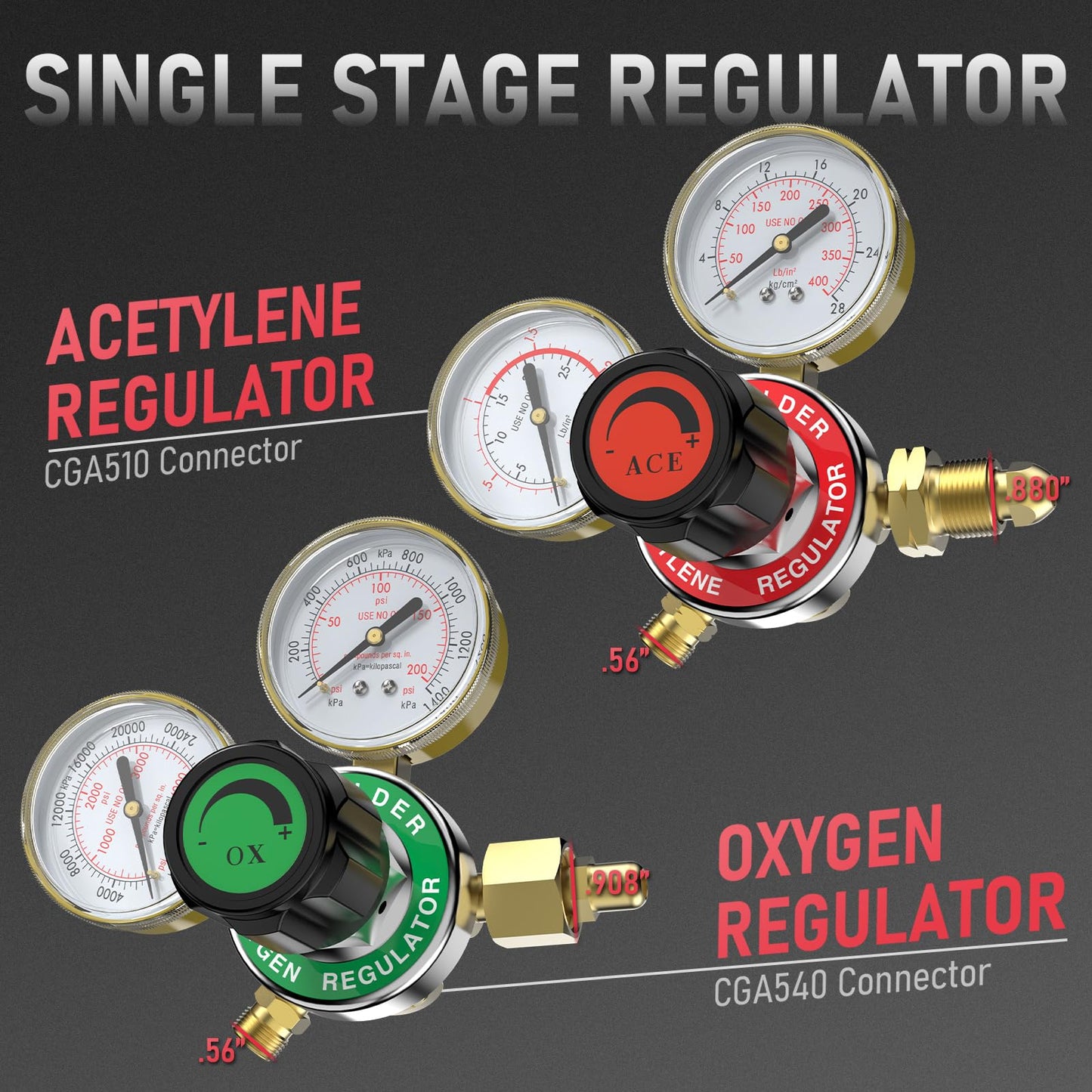 YESWELDER Oxygen & Acetylene Torch Kit, Welding Cutting Torch Kit, Gas Cutting Torch with Regulator Nozzles Hose Goggles