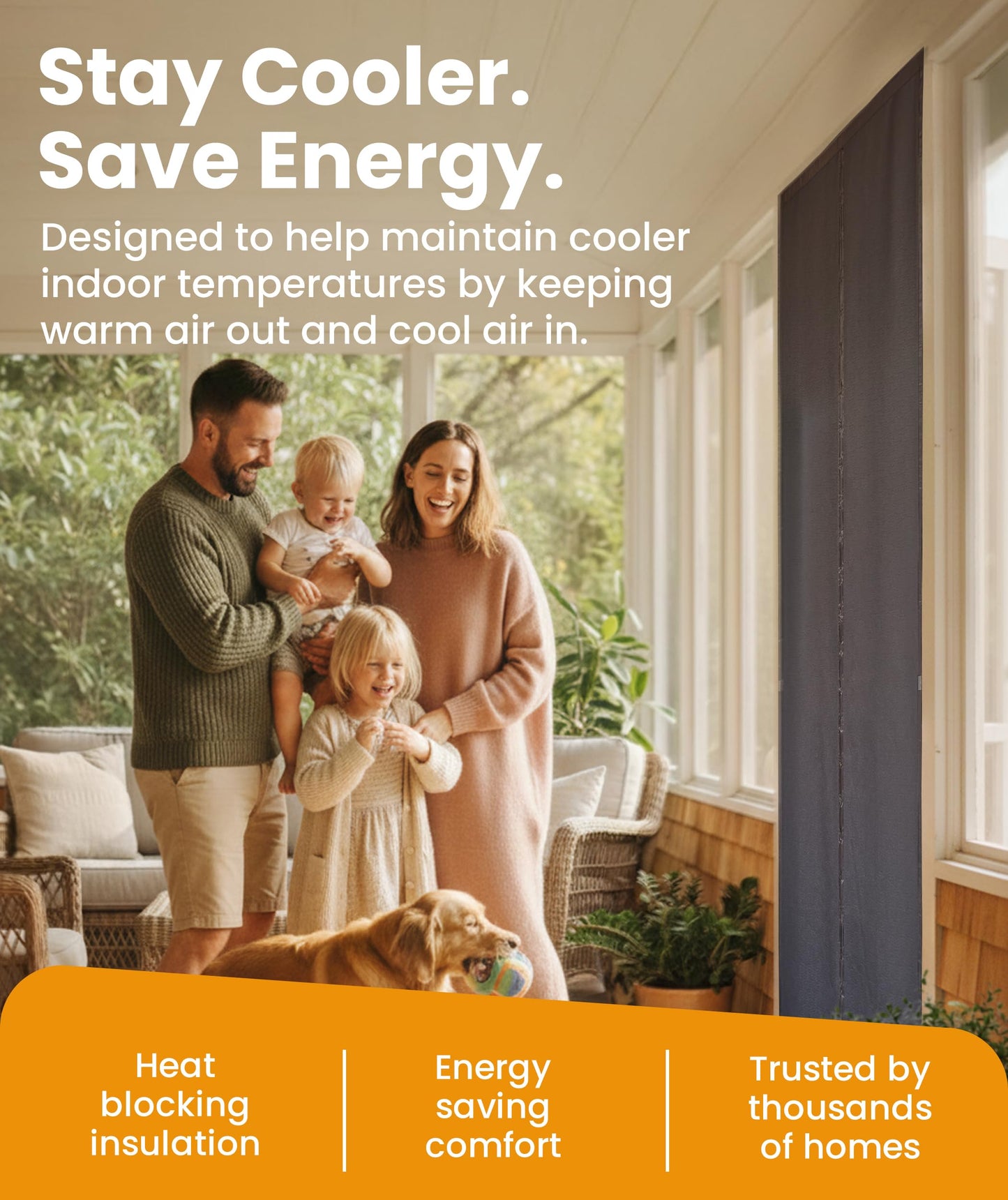 Flux Phenom Thermal Insulated Door Cover - Easy Install - Temperature Protection Barrier, Keeps Warm Air in, 50 Magnets for Secure Gap Free Closure, Magnetic Door Curtain for Winter - 40"x82"