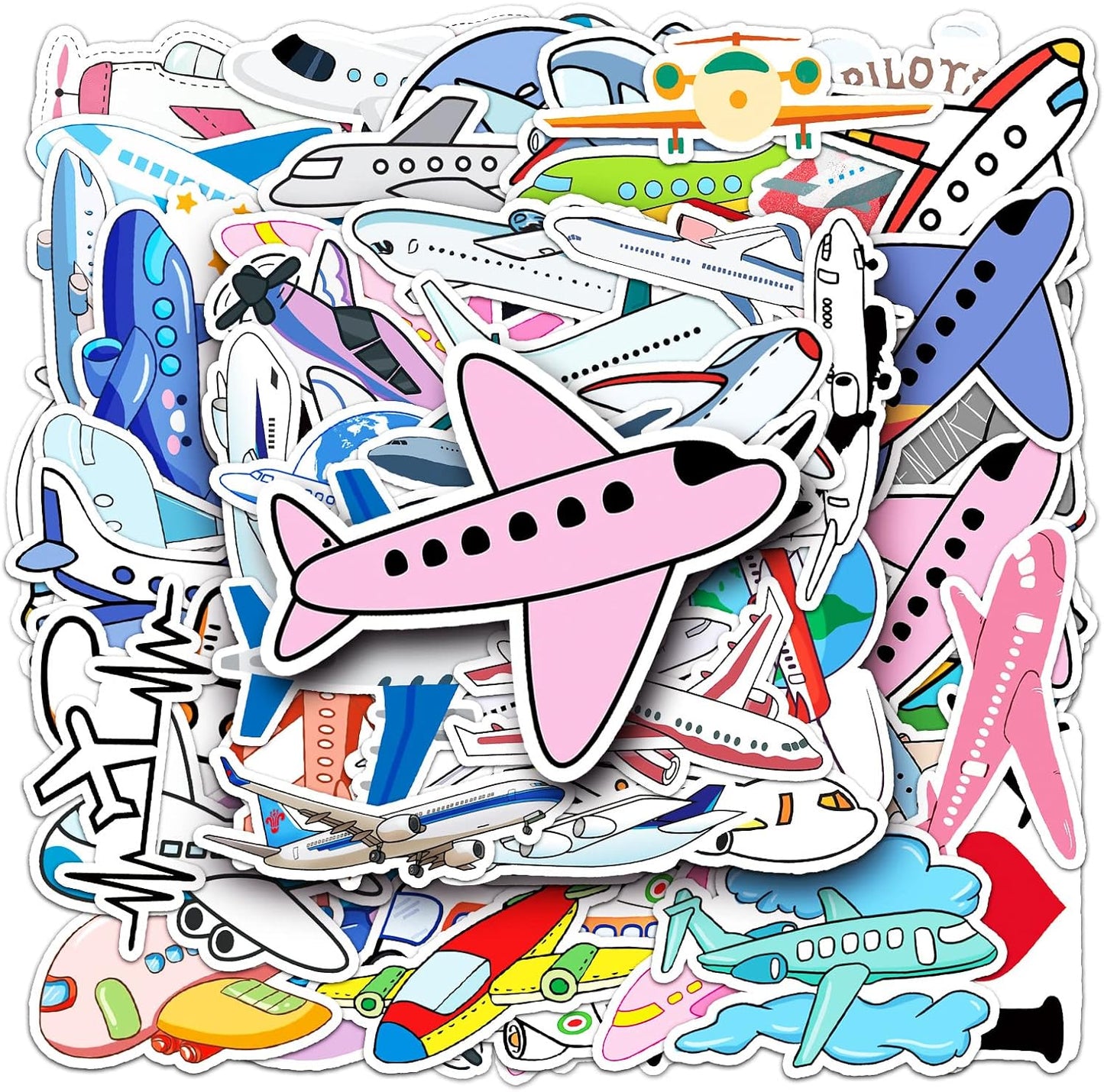 ZLWSD Stickers,50PCS Pack Kids Teens Airplane Aircraft Aesthetic Waterproof Laptop Adults Graffiti Decals for Water