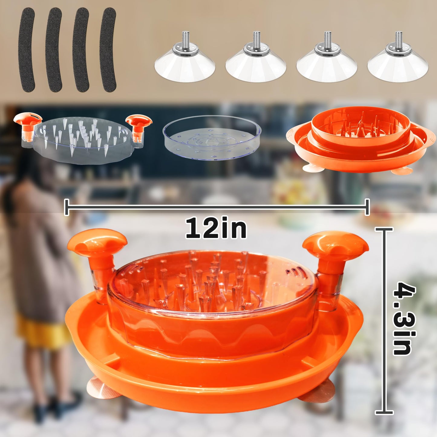 Large Chicken Shredder with Sucker Pad Holder,Strong Anti-Slip Strip,Nice size for shredding meat favorite kitchen gadget,removable piece in the middle for easy clean up,BPA Free, Heat Resistant