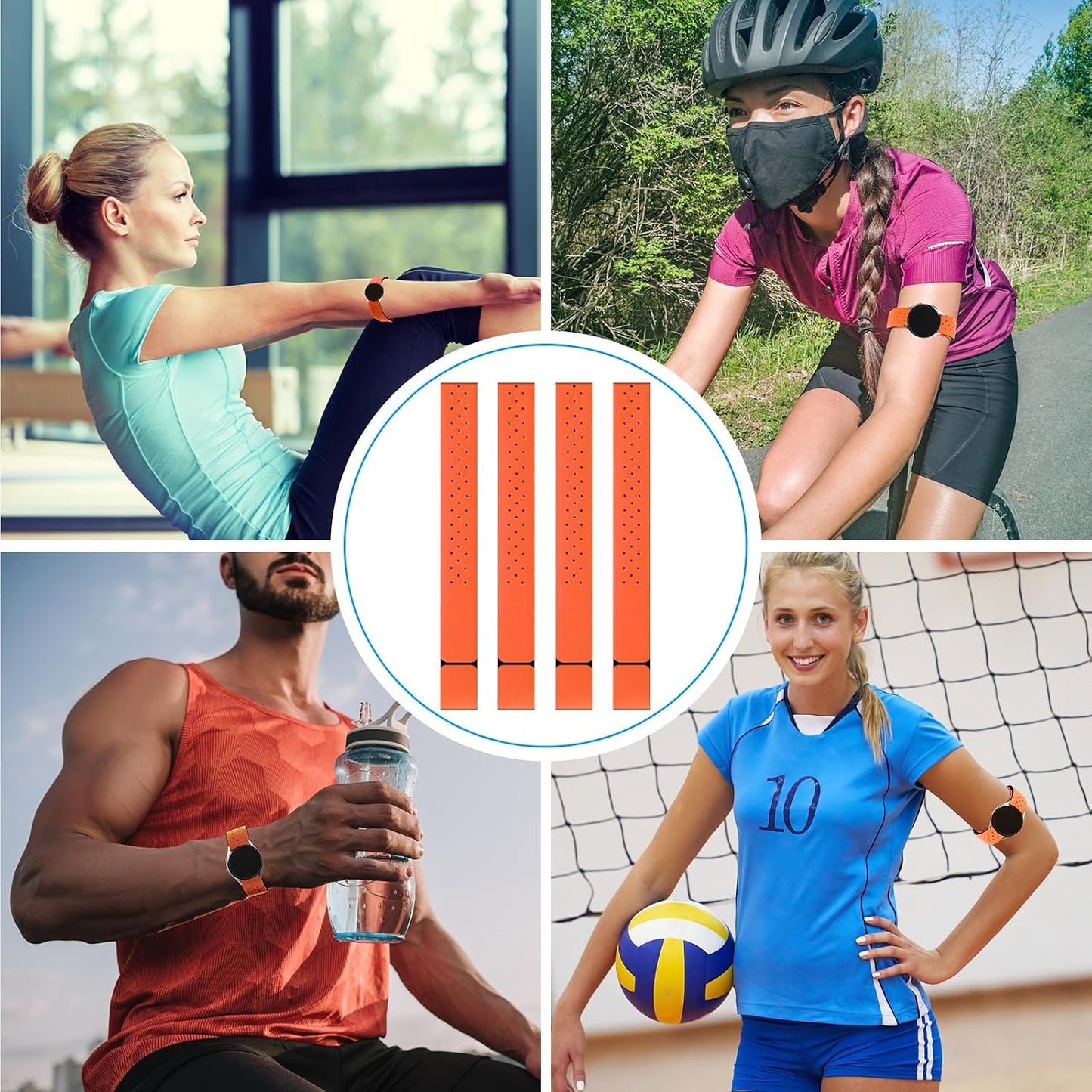 4 Adjustable(0.8 14.2 Inch,Orange) Oudain Pcs Heart Rate Monitor Replacement Strap Band, Soft Heart Rate Monitor
